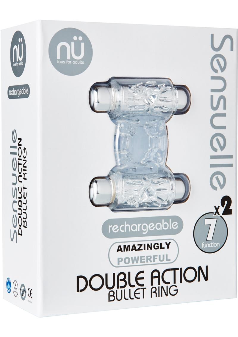 Nu Sensuelle Double Action Bullet Ring Rechargeable Vibrating Cock Ring - Clear