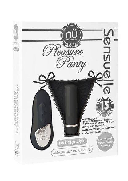 Nu Sensuelle Pleasure Panty Rechargeable Silicone Remote and Bullet Panty Vibe - Black