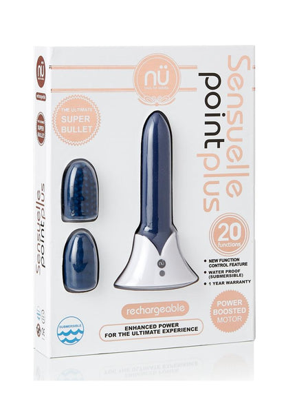 Nu Sensuelle Point Plus Rechargeable Silicone Bullet - Blue/Navy Blue