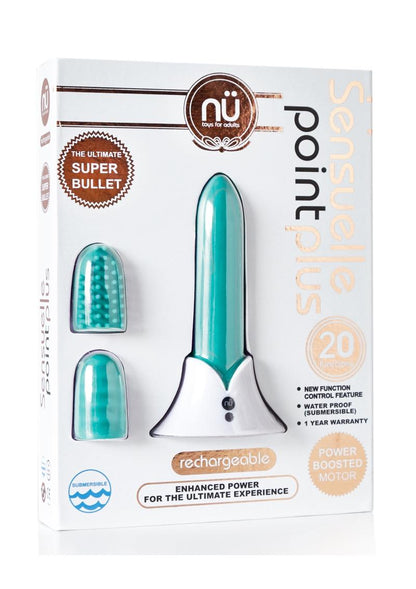 Nu Sensuelle Point Plus Rechargeable Silicone Bullet - Blue/Tiffany Blue