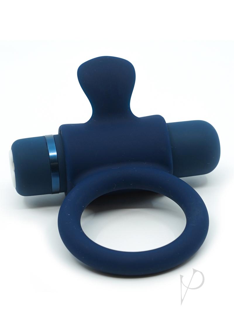 Nu Sensuelle Silicone Bullet Ring Rechargeable Vibrating Cock Ring - Blue/Navy Blue