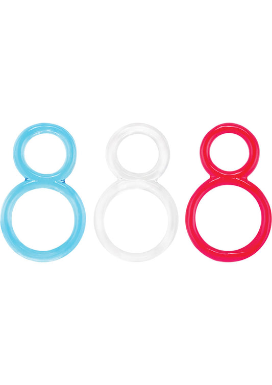 Ofinity Super Stretchy Double Silicone Cock Ring Waterproof - Assorted Colors - 6 Each Per Box