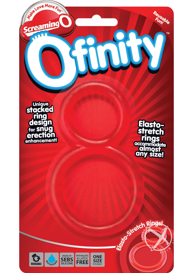 Ofinity Super Stretchy Double Silicone Cock Ring Waterproof - Red