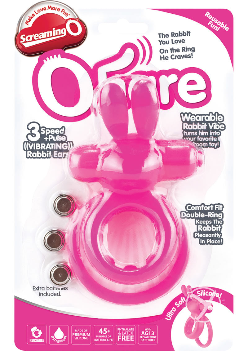 Ohare Silicone Vibrating Rabbit Cock Ring Waterproof - Pink