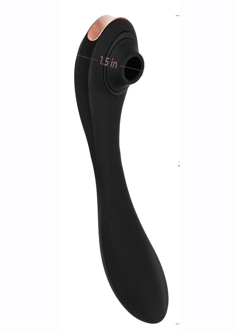 Omg Vibrapulse Rechargeable Silicone Adjustable Clitoral Air Massager with Vibrator - Black