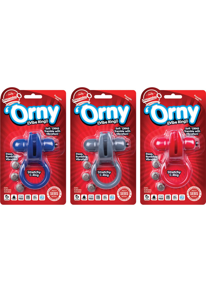 Orny Reusable Vibe Ring Latex Free Waterproof Cock Ring - Assorted Colors - 6 Each Per Box