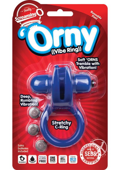 Orny Reusable Vibe Ring Latex Free Waterproof Cock Ring - Blue