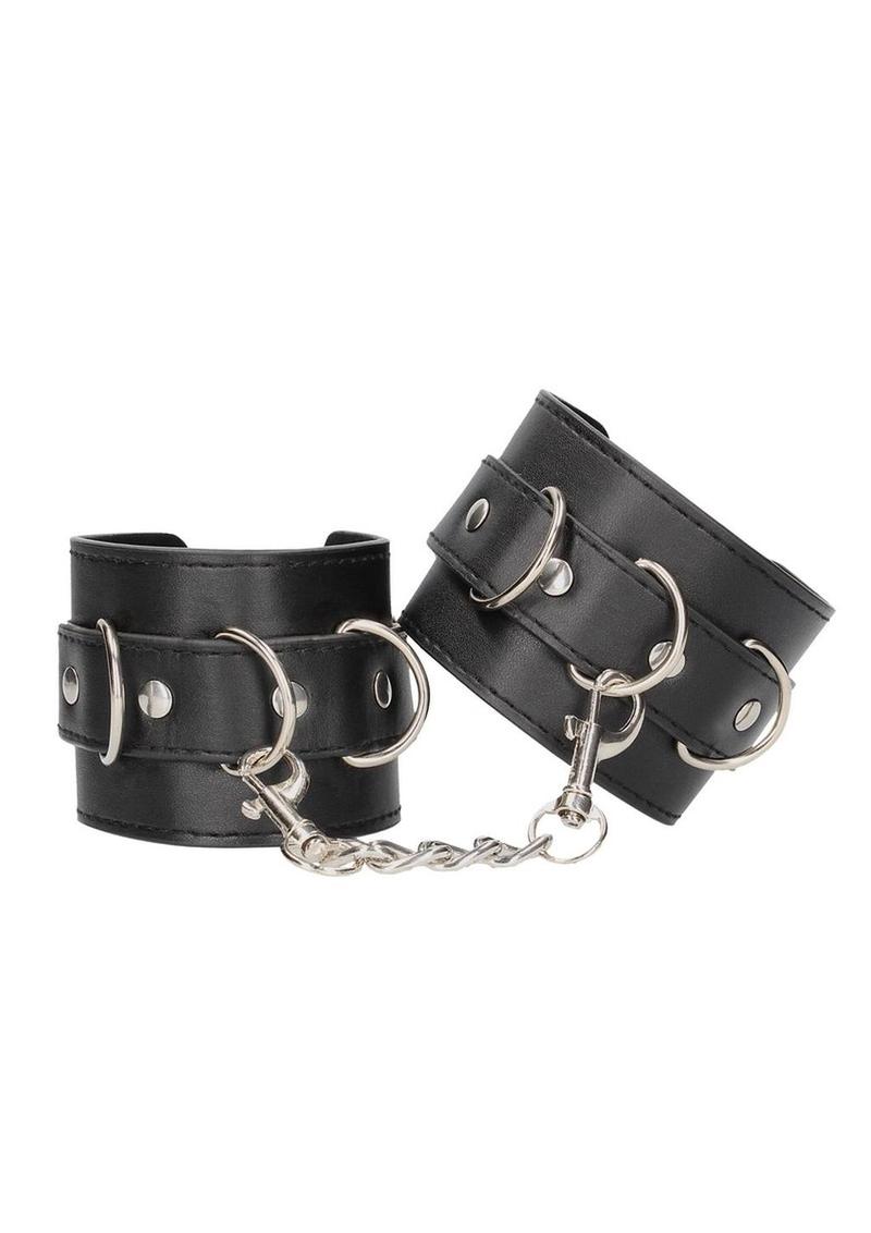 Ouch! Bonded Leather Hand Or Ankle Cuffs - Black