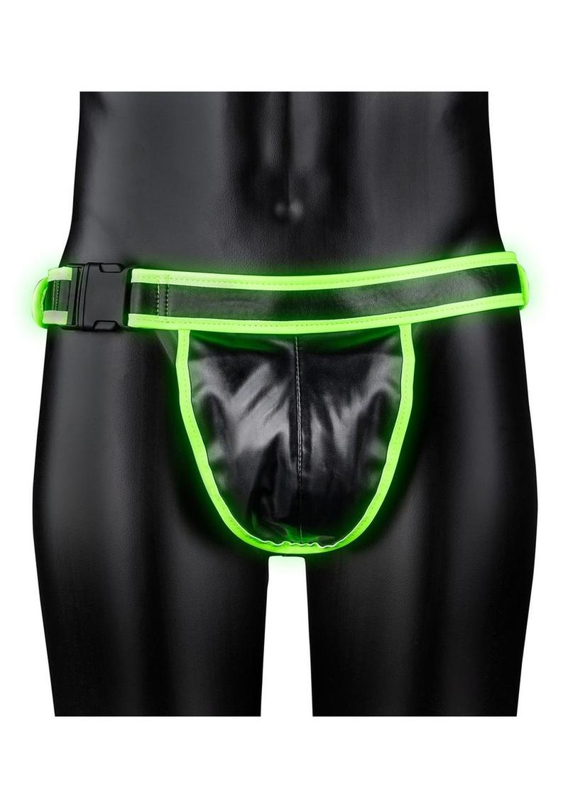 Ouch! Buckle Jock Strap - Black/Glow In The Dark/Green - Large/XLarge