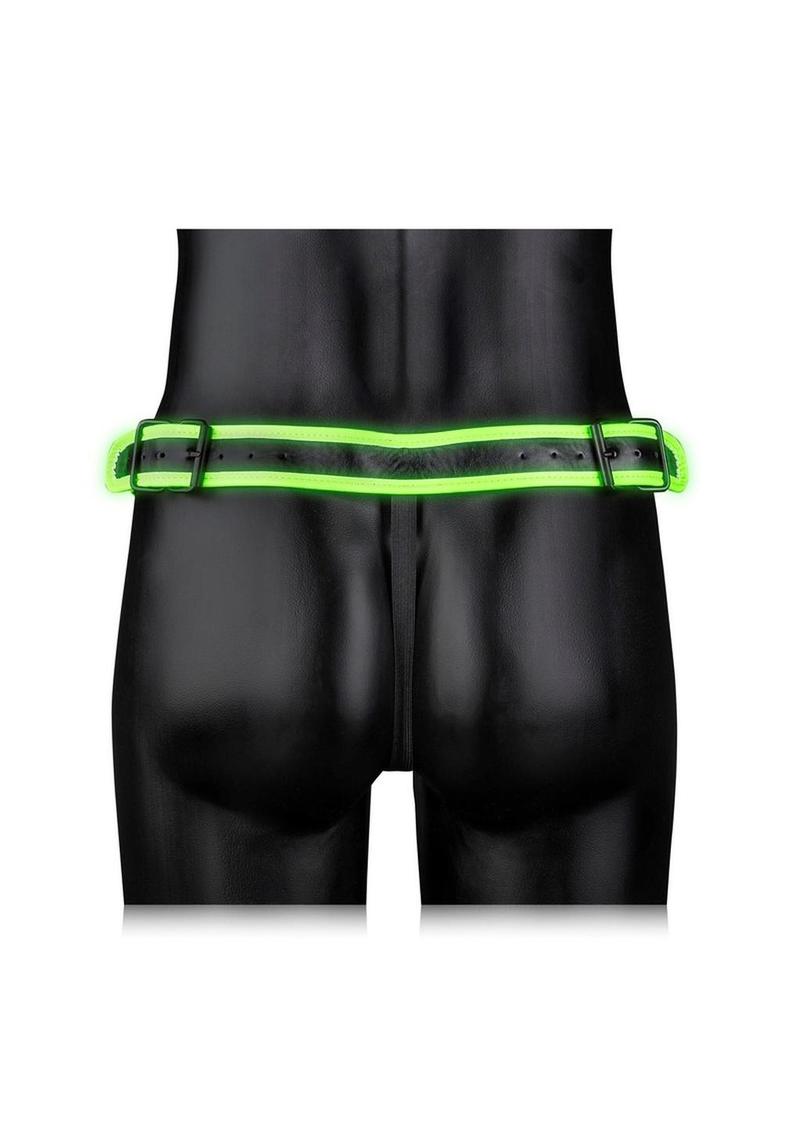 Ouch! Buckle Jock Strap - Black/Glow In The Dark/Green/Metal - Medium/Small