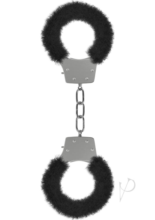 Ouch! Pleasure Furry Handcuffs - Black/Metal