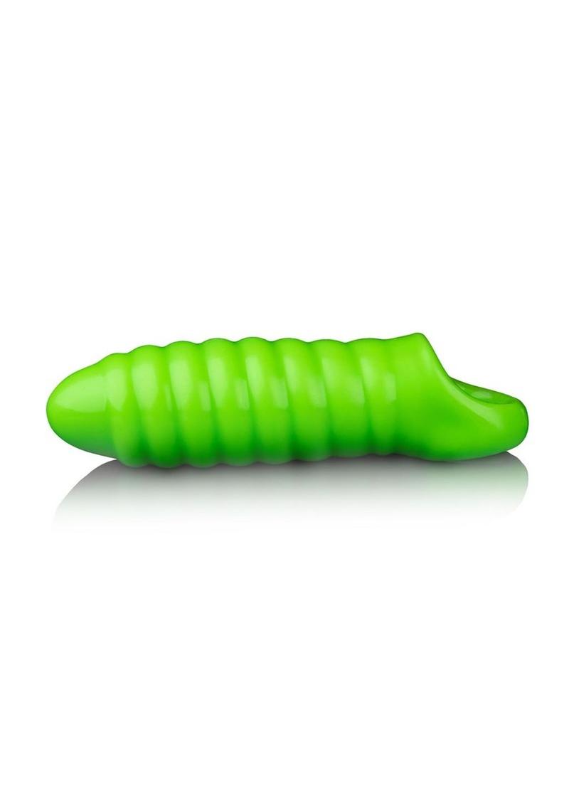 Ouch! Swirl Thick Stretchy Penis Sleeve - Glow In The Dark/Green