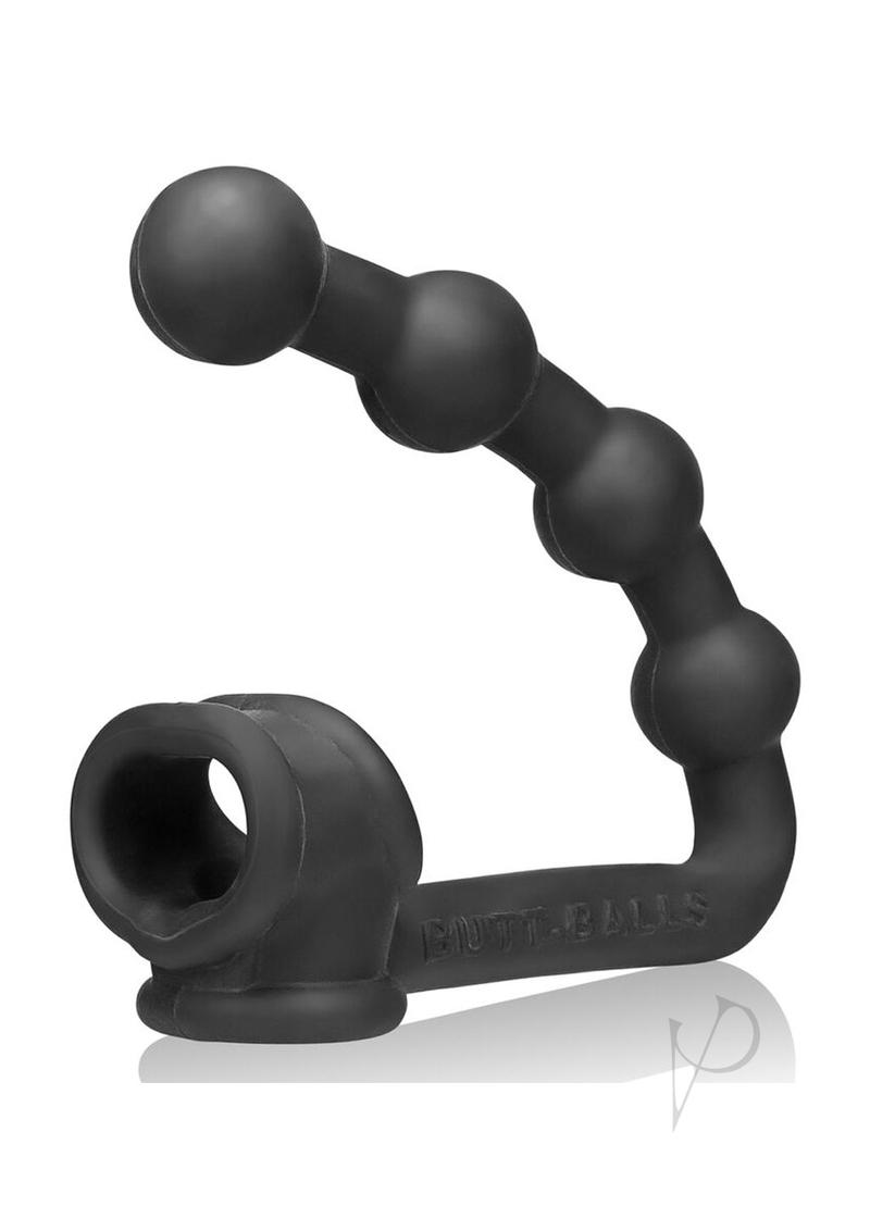 Oxballs Buttballs Silicone Cock Sling-2 with Attached Butt Plug - Black