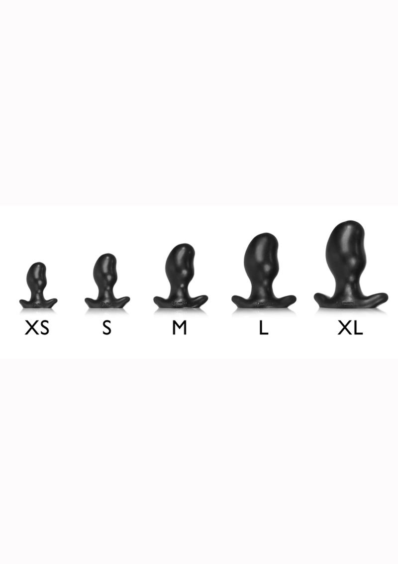 Oxballs Ergo Silicone Butt Plug - Black/Blue/Police Blue Swirl - Medium