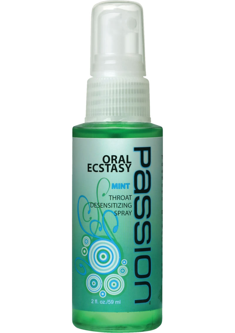 Passion Oral Ecstasy Throat Desensitizing Spray with Benzocaine 2oz - Mint