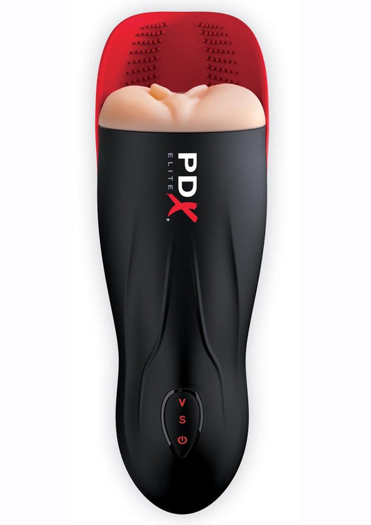 Pdx Elite Fuck-O-Matic Stroker Rechargeable Masturbator - Pussy - Black/Vanilla