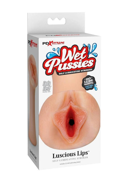 Pdx Extreme Wet Pussies Luscious Lips Self Lubricating Stroker - Vanilla