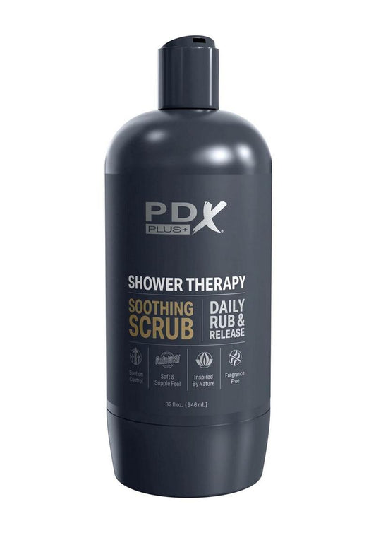 Pdx Plus Shower Therapy Soothing Scrub Discreet Stroker - Chocolate - Chocolate