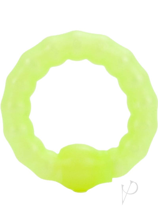 Pearl Beaded Prolong Silicone Cock Ring - Glow - Yellow