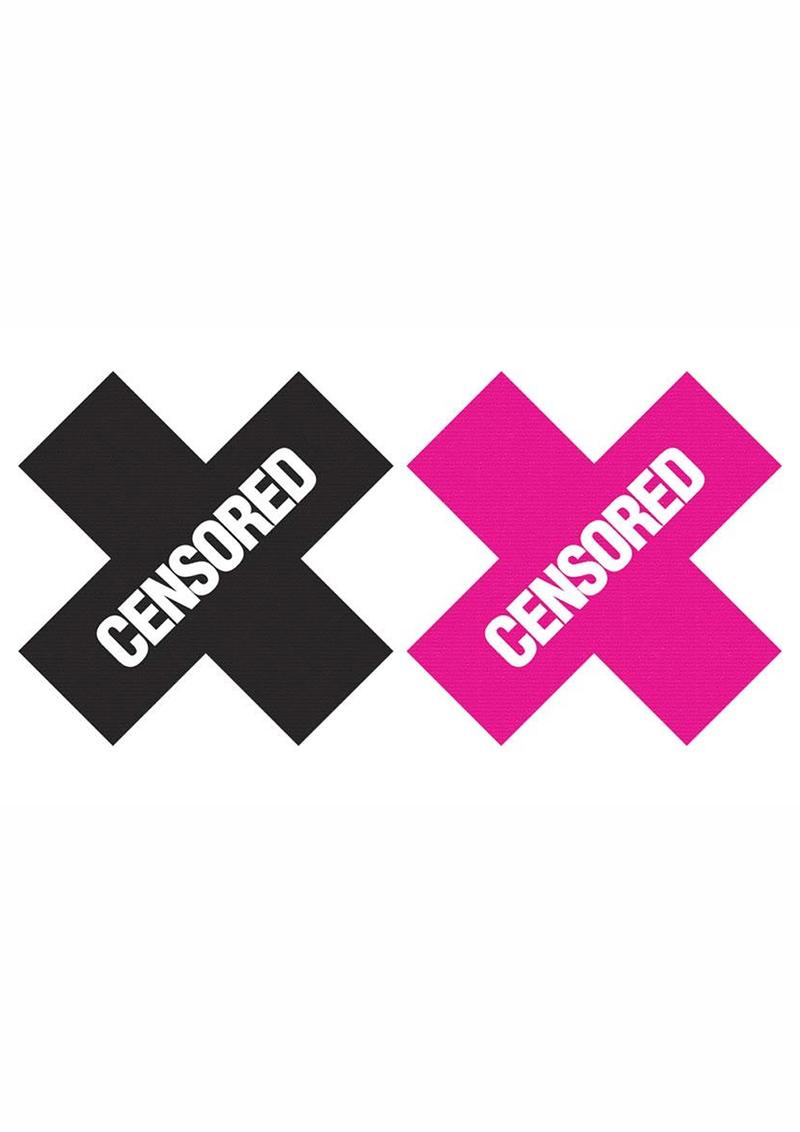 Peekaboo Censored Pasties - Black/Pink