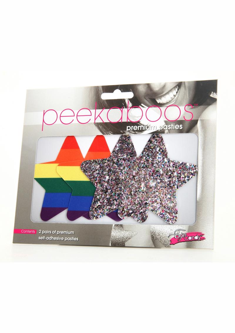 Peekaboo Pride Rainbow Glitter Stars Pasties - Rainbow