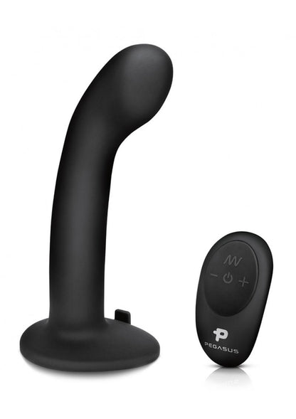 Pegasus P-Spot/G-Spot Peg Rechargeable Dildo with Remote Control - Black - 6in