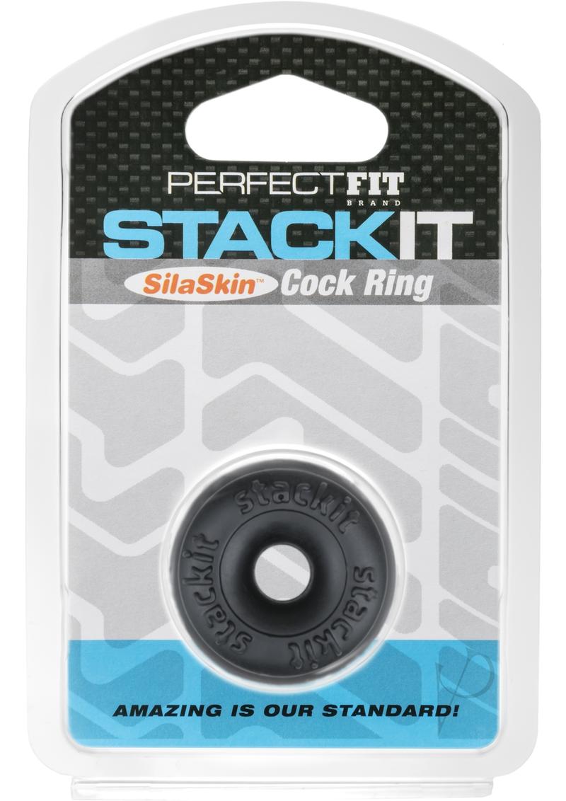 Perfect Fit Stackit Silaskin Cock Ring - Black/Clear