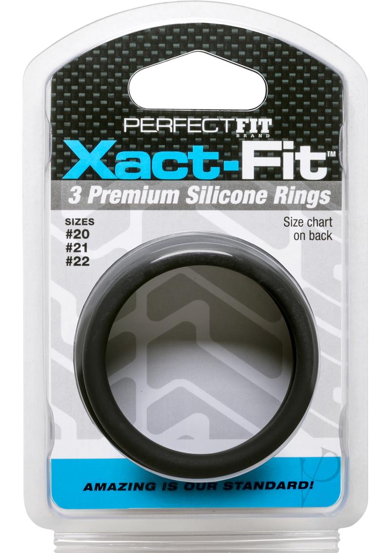 Perfect Fit Xact-Fit Silicone Ring Kit - Lg /XL - Black - 3 Pack