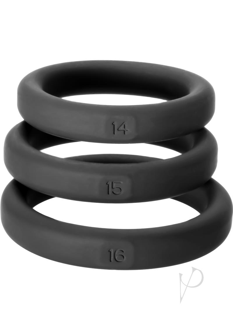 Perfect Fit Xact-Fit Silicone Ring Kit - Black - Medium/Small - 3 Pack