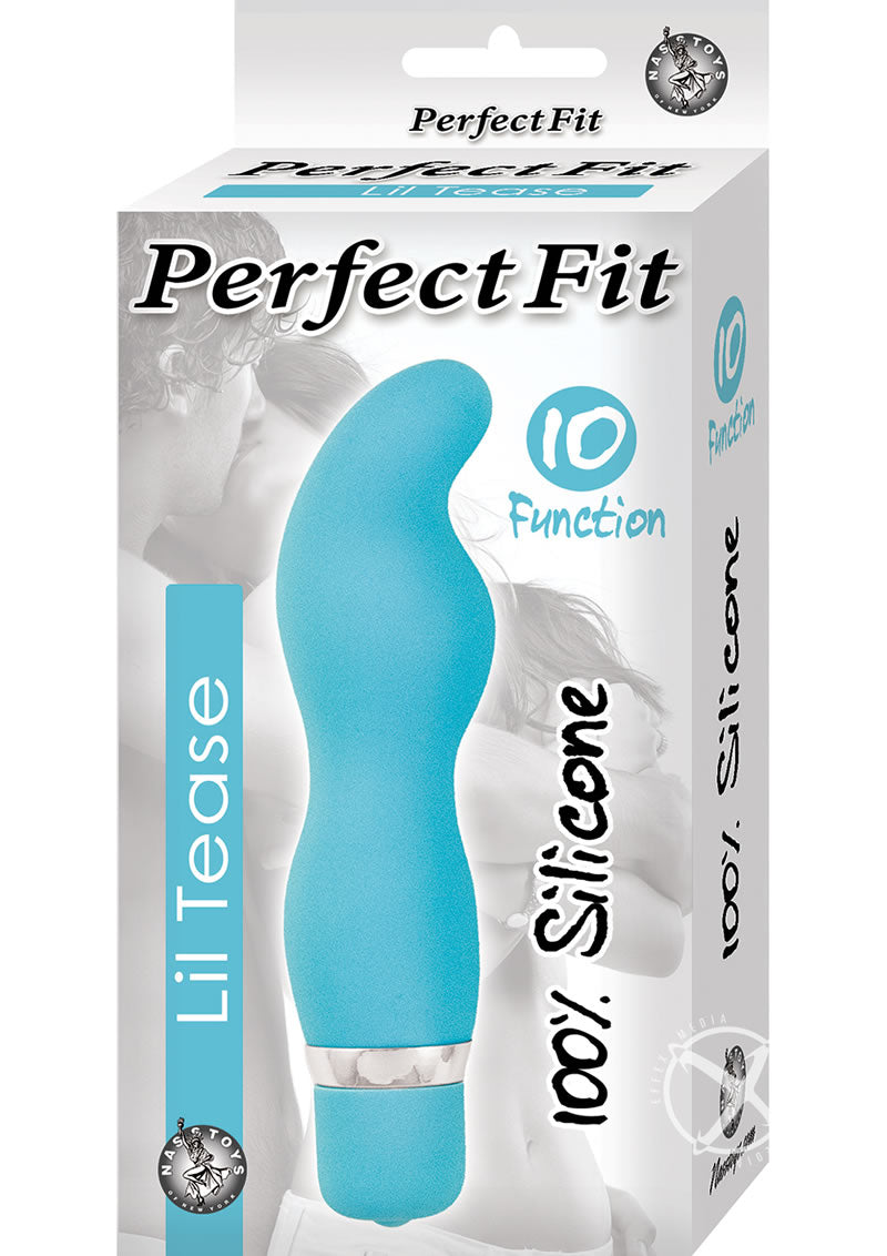 Perfection Lil Tease Silicone Vibrator - Blue/Turquoise - 4.85in