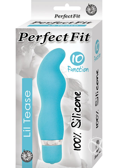 Perfection Lil Tease Silicone Vibrator - Blue/Turquoise - 4.85in