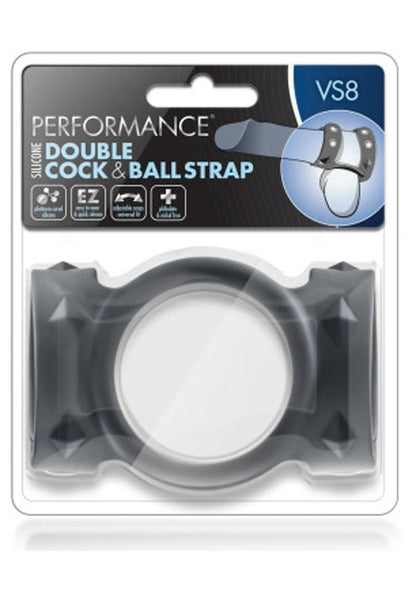 Performance Vs8 Silicone Double Cock and Ball Strap - Black