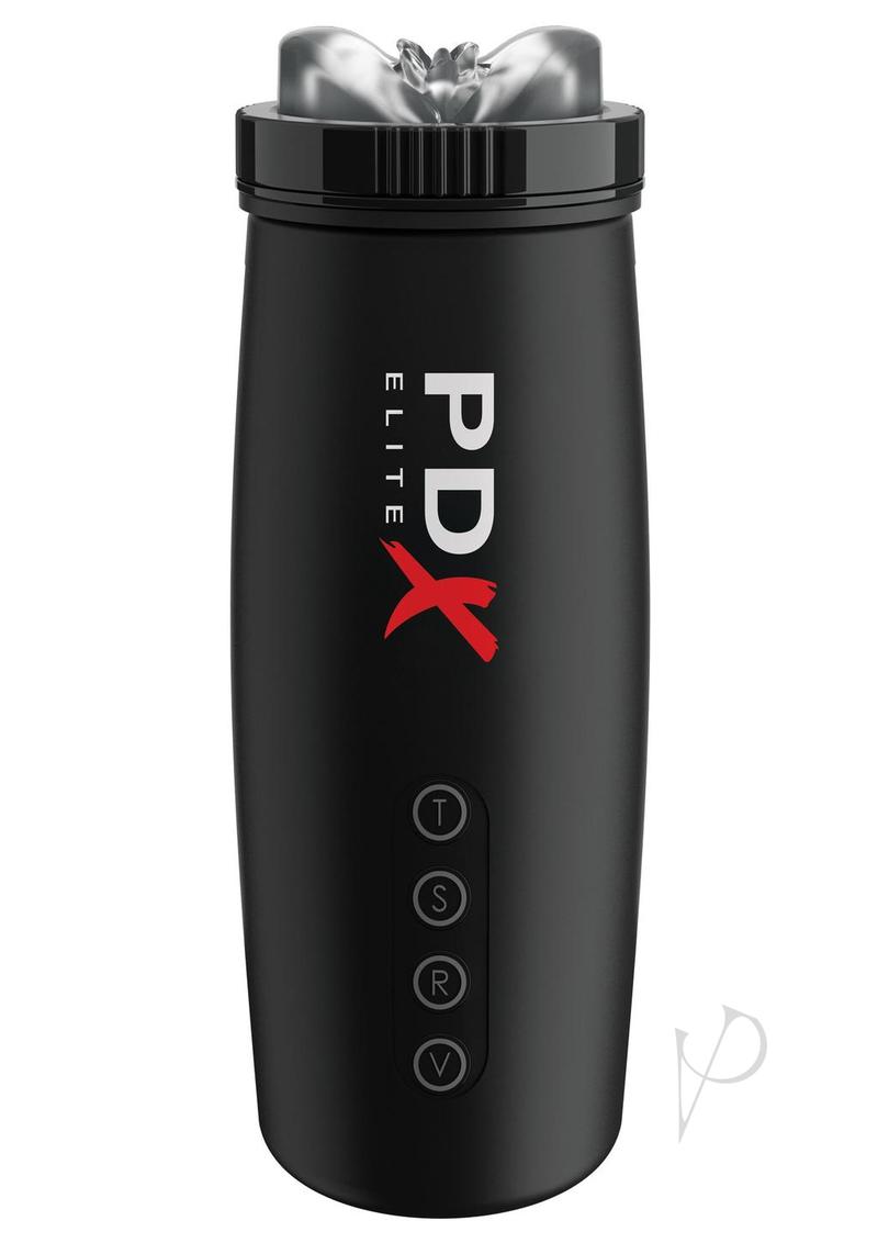 Pipedream Extreme Elite Rechargeable Motorbator 2 Masturbator - Pussy - Black/Clear