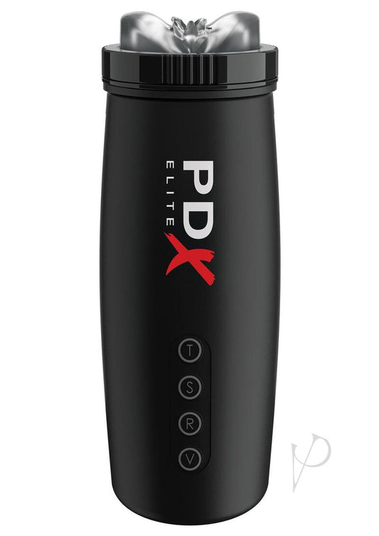 Pipedream Extreme Elite Rechargeable Motorbator 2 Masturbator - Pussy - Black/Clear