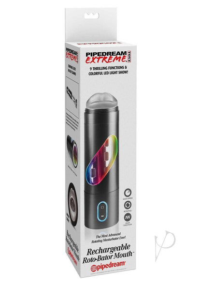 Pipedream Extreme Toyz Rechargeable Roto-Bator Mouth Masturbator - Mouth - Black/Clear/Multicolor