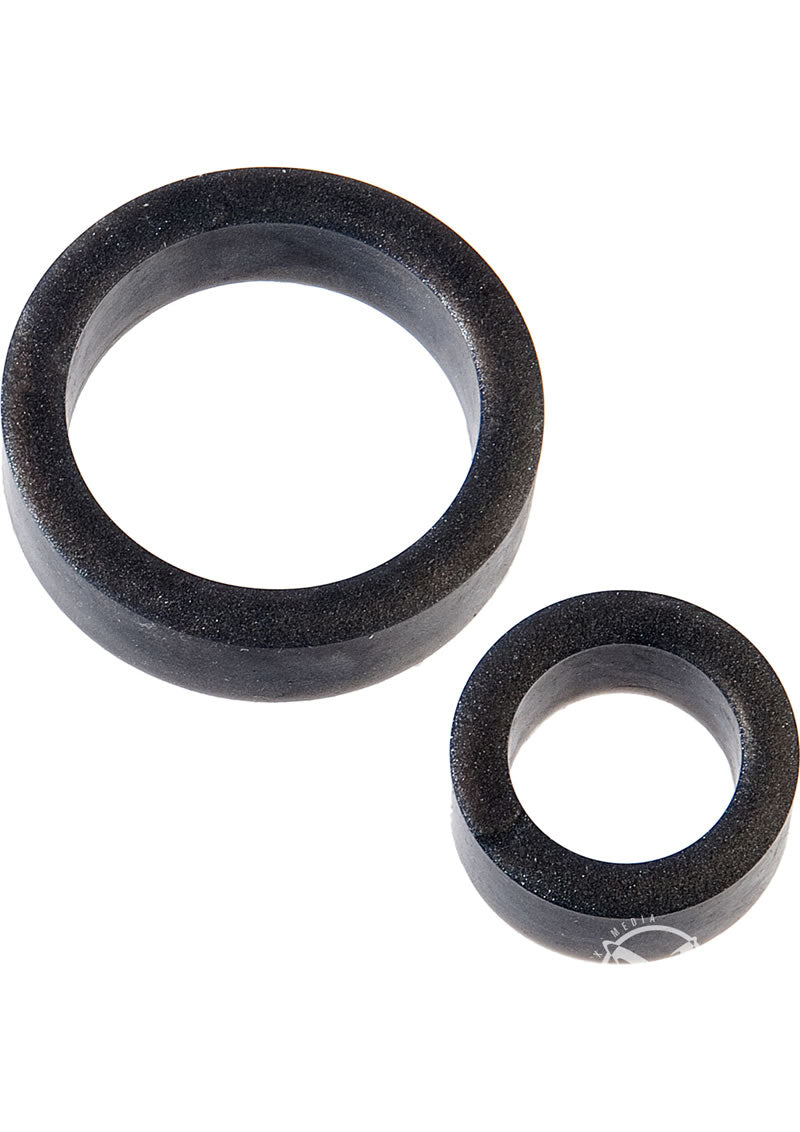 Platinum Premium Silicone The Cock Rings Dual - Black/Charcoal - 2 Piece Kit/Pack