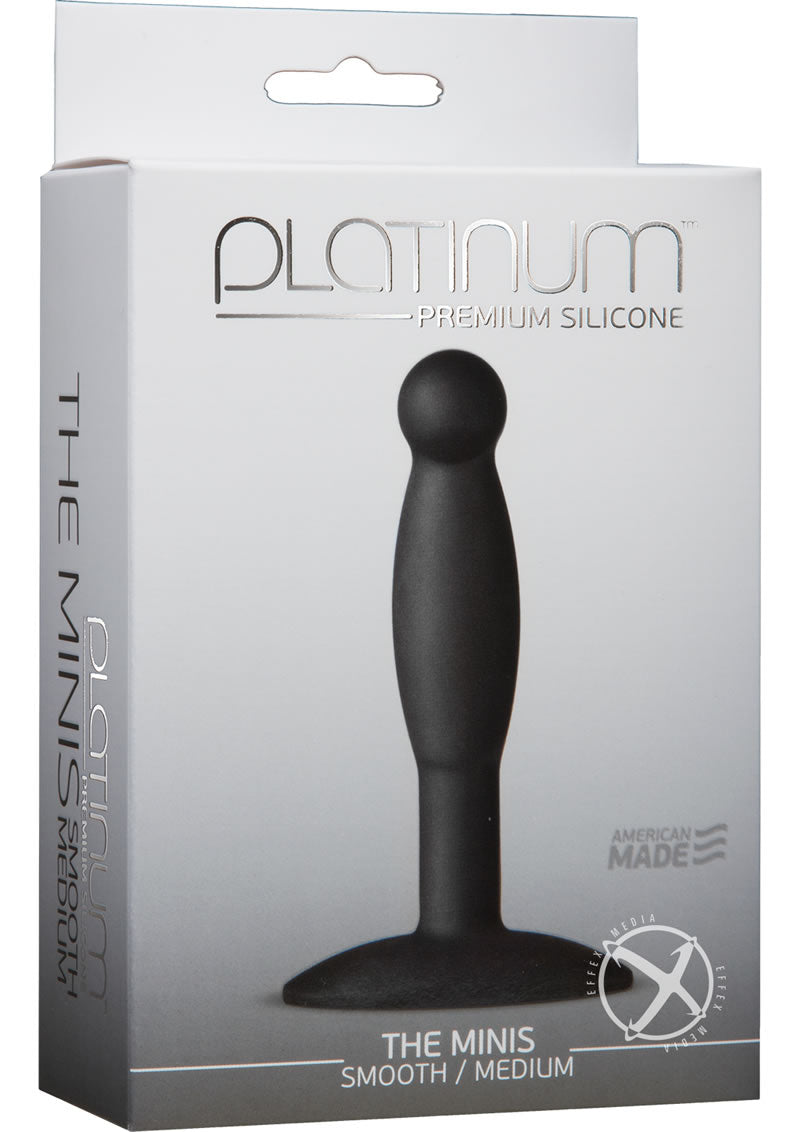 Platinum Premium Silicone - The Minis - Smooth - Medium Anal Plug - Black