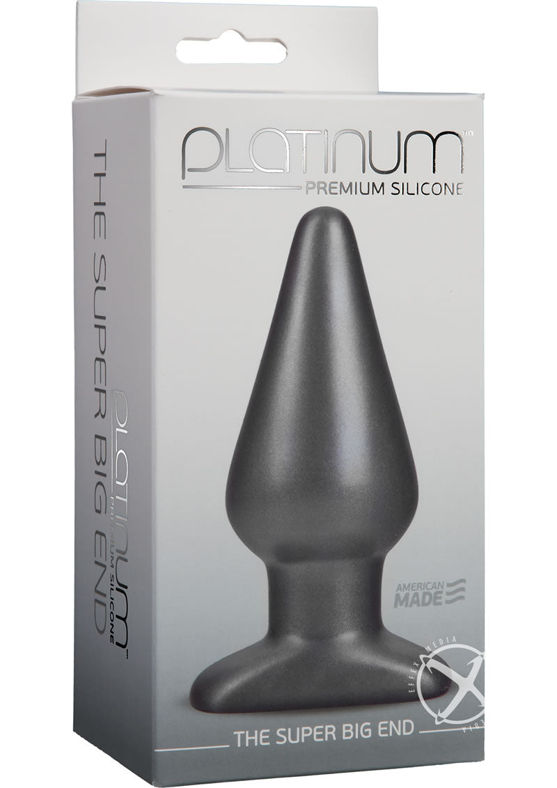 Platinum Premium Silicone - The Super Big End - Large Anal Plug - Charcoal/Grey