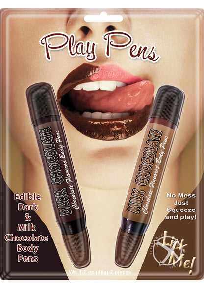 Play Pens Edible Dark and Milk Chocolate Body Pens - Chocolate - 2 Each Per Pack