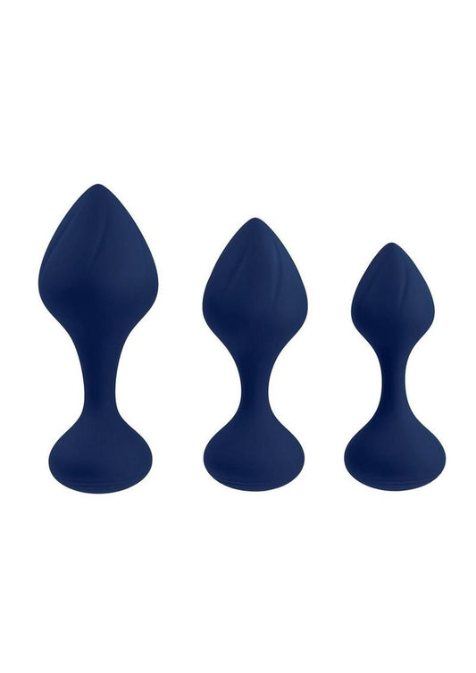 Playboy Tall Trainer Silicone Anal Kit - Blue/Navy - 3 Piece