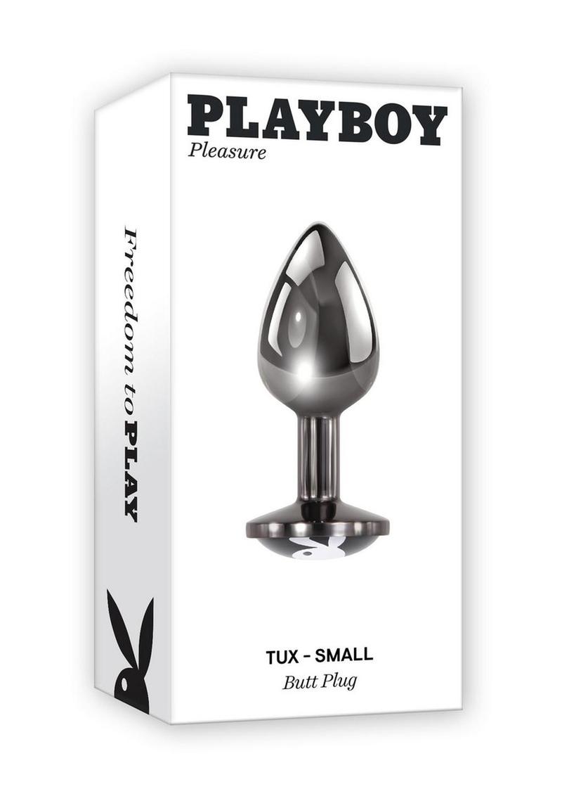 Playboy Tux Metal Anal Plug - Black/Metal - Small