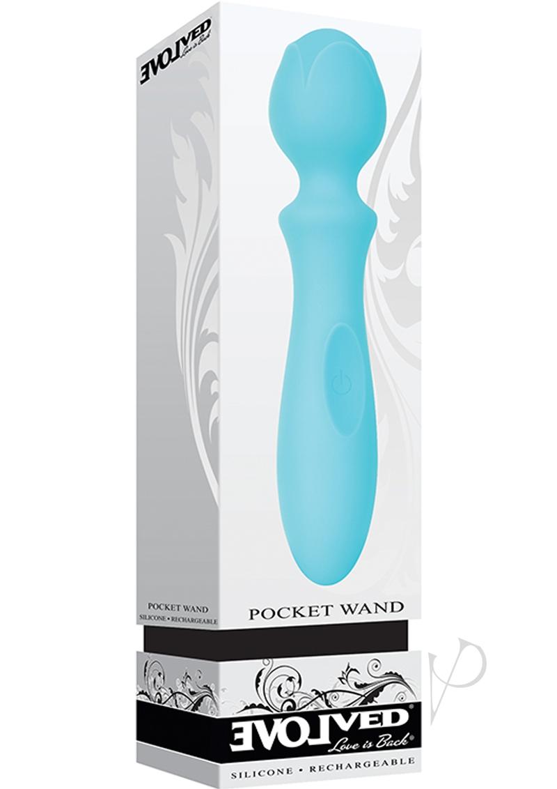 Pocket Wand Rechargeable Silicone Wand Massager - Aqua/Blue