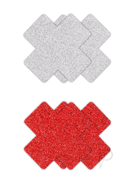 Pretty Pasties Glitter Cross - Red/Silver