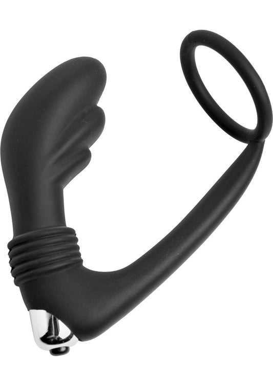 Prostatic Play Nova Silicone Cock Ring and Vibrating Prostate Stimulator - Black