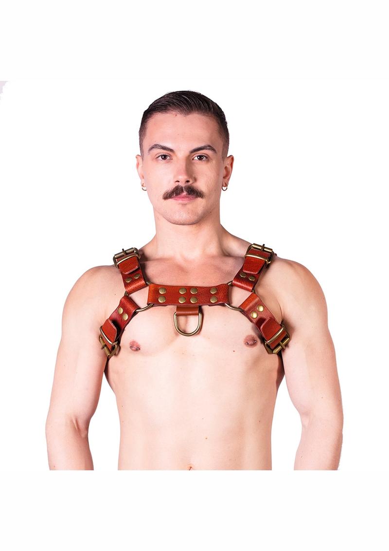 Prowler Red Butch Harness - Large - Brown/Brass - Brown - Large