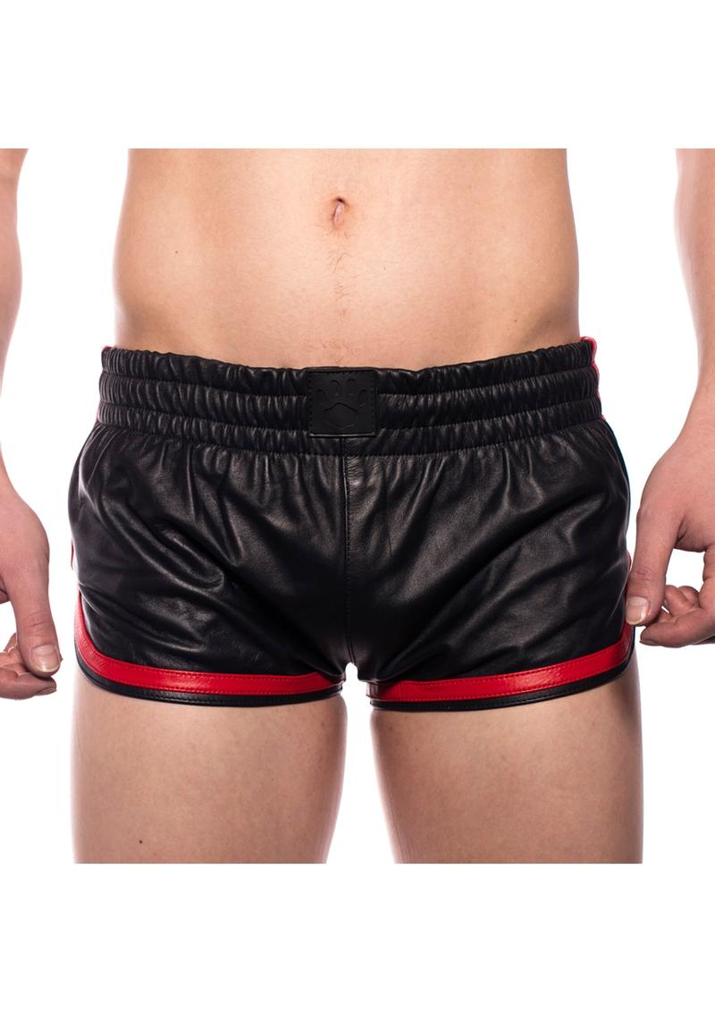 Prowler Red Leather Sport Shorts - Black/Red - Small