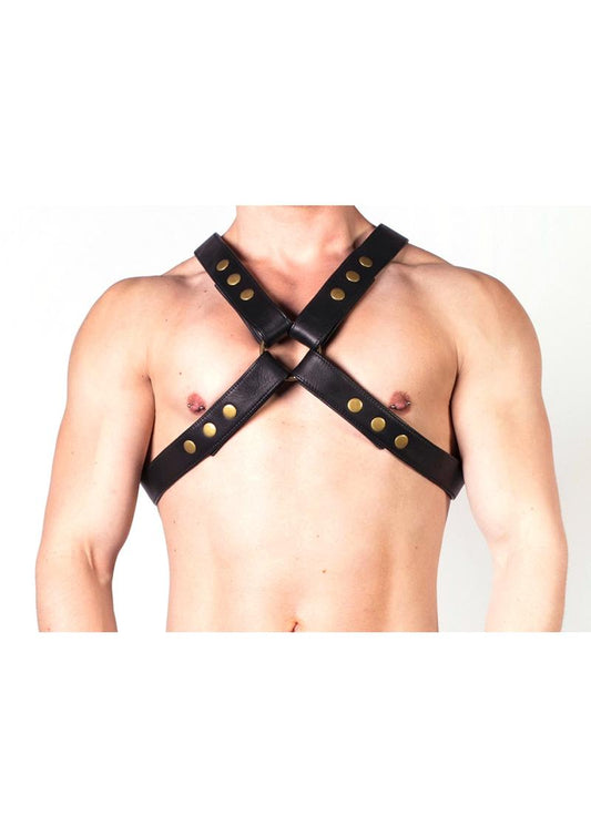 Prowler Red X Chest Harness - XXLarge - Black/Brass - Black/Metal