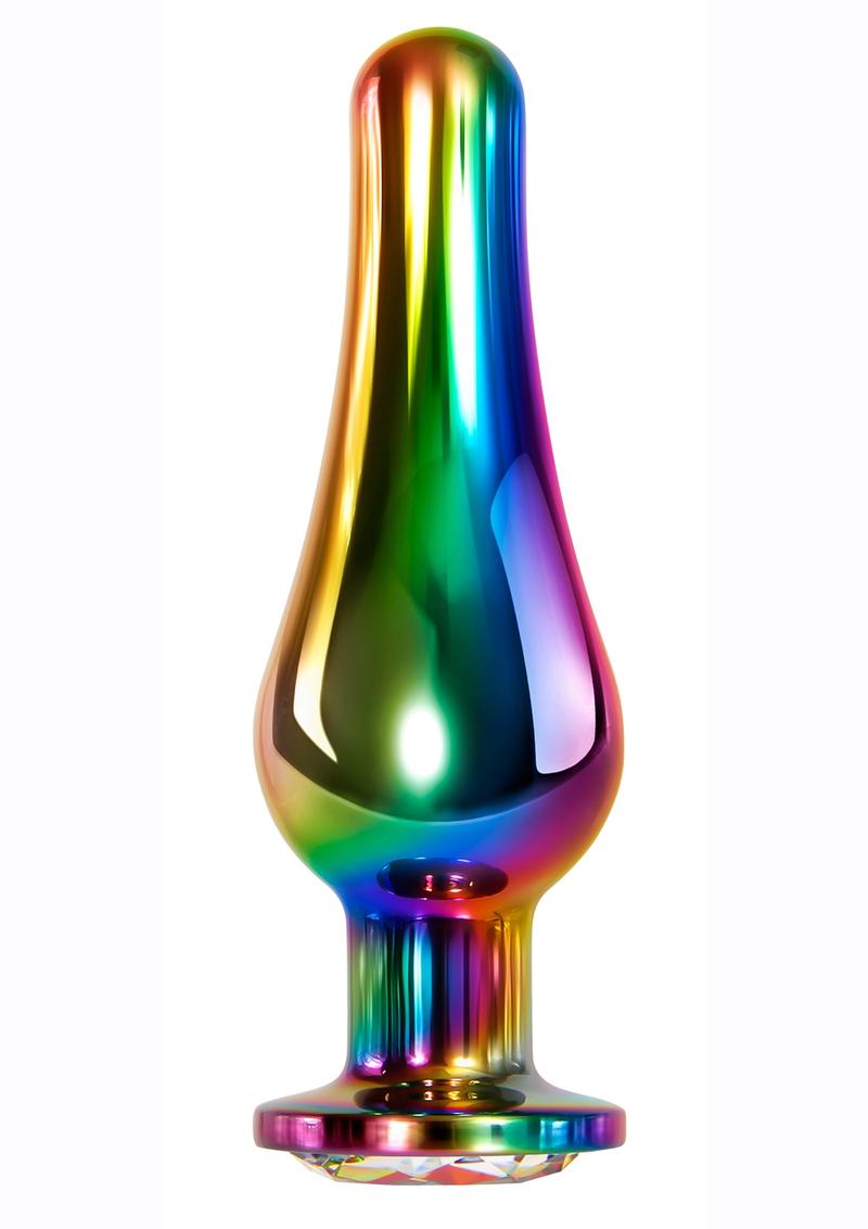 Rainbow Metal Anal Plug - Metal/Multicolor - Large