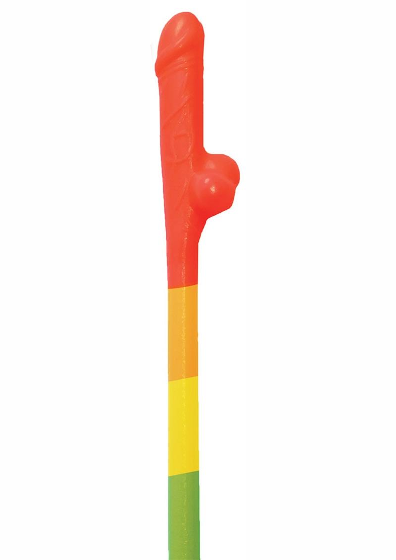 Rainbow Pecker Straws - Multicolor - 10 Each Per Pack