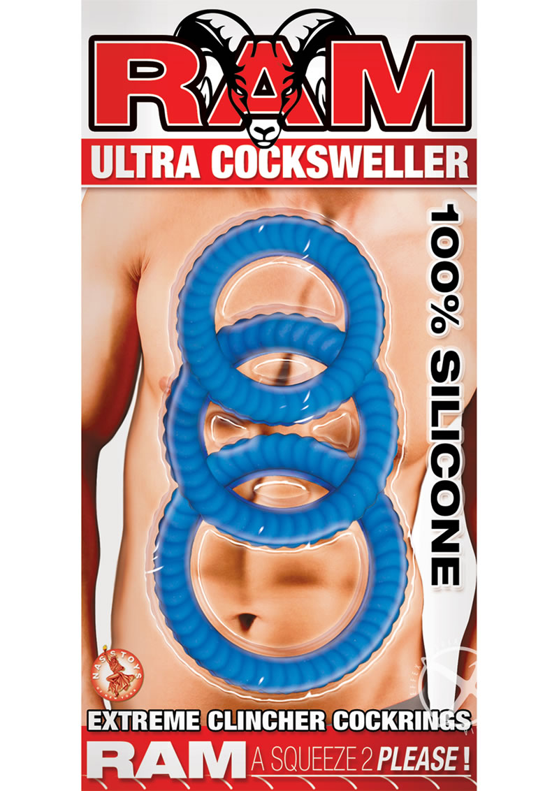 Ram Ultra Cocksweller Silicone Cock Rings - Blue